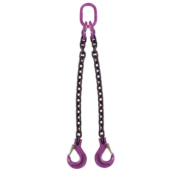 1/2" x 10' - 2 Leg Chain Sling w/ Sling Hooks - Grade 100